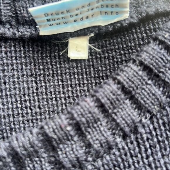 TIROL Sweater Mens L Navy White Wool Blend Nordic Snowflake Pullover Vintage - Picture 7 of 11